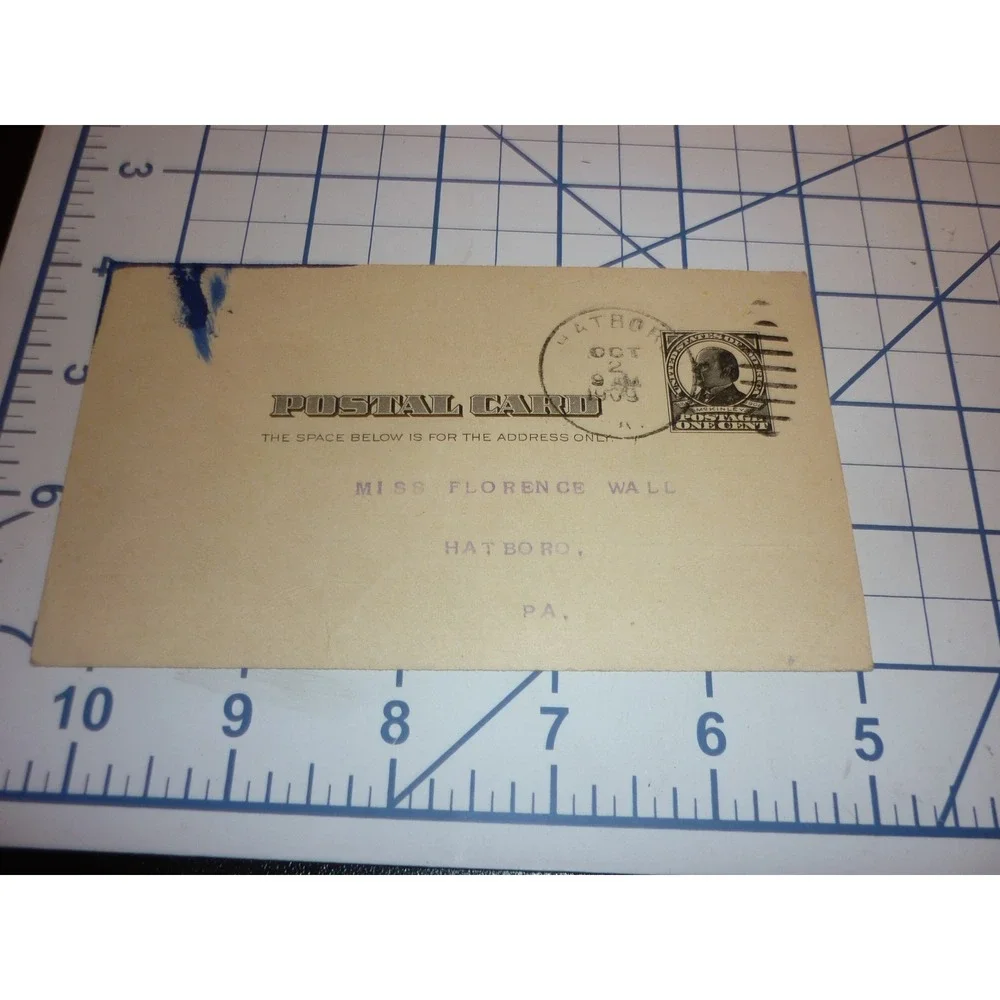1909 Needlework Guild‎ of America Antique Postal Card Hatboro PA Baptist Church